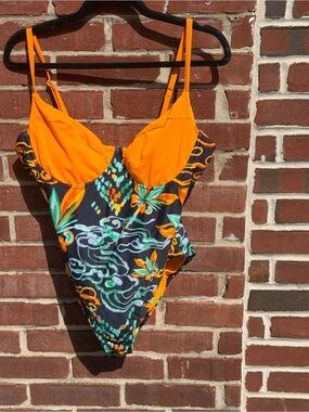 XXL One-Piece Swimsuit Bundle | 2 Piece Lot | Tropical Print & Brown Cutout Swim